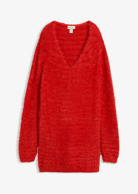 Longpullover aus Strick in rot von vorne - bonprix Longpullover aus Strick in rot von vorne - bonprix