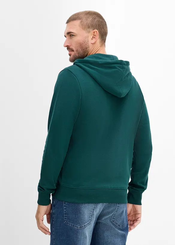 Kapuzen-Sweatjacke mit Lederimitat-Details in grün von hinten (im Anschnitt) - bonprix