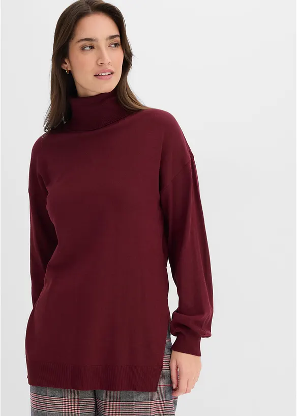 Rollkragenpullover aus Viskose-Mix in rot von vorne (im Anschnitt) - bonprix Rollkragenpullover aus Viskose-Mix in rot von vorne (im Anschnitt) - bonprix
