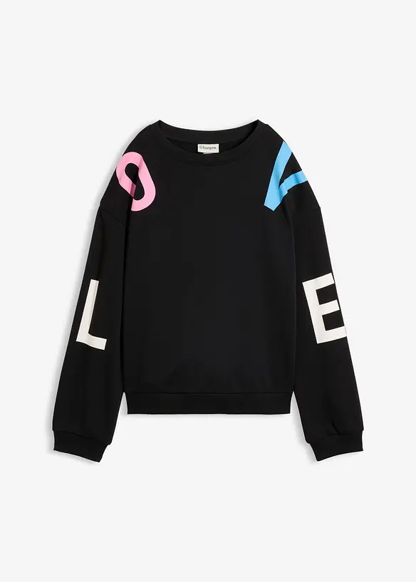 Oversize-Sweatshirt aus weichem Baumwoll-Mix in schwarz von vorne - bonprix Oversize-Sweatshirt aus weichem Baumwoll-Mix in schwarz von vorne - bonprix