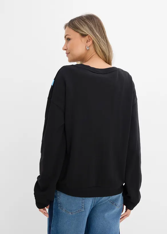 Oversize-Sweatshirt aus weichem Baumwoll-Mix in schwarz von hinten (im Anschnitt) - bonprix Oversize-Sweatshirt aus weichem Baumwoll-Mix in schwarz von hinten (im Anschnitt) - bonprix