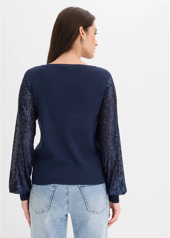 Feinstrickpullover aus weichem Viskose-Mix in blau von hinten (im Anschnitt) - bonprix Feinstrickpullover aus weichem Viskose-Mix in blau von hinten (im Anschnitt) - bonprix