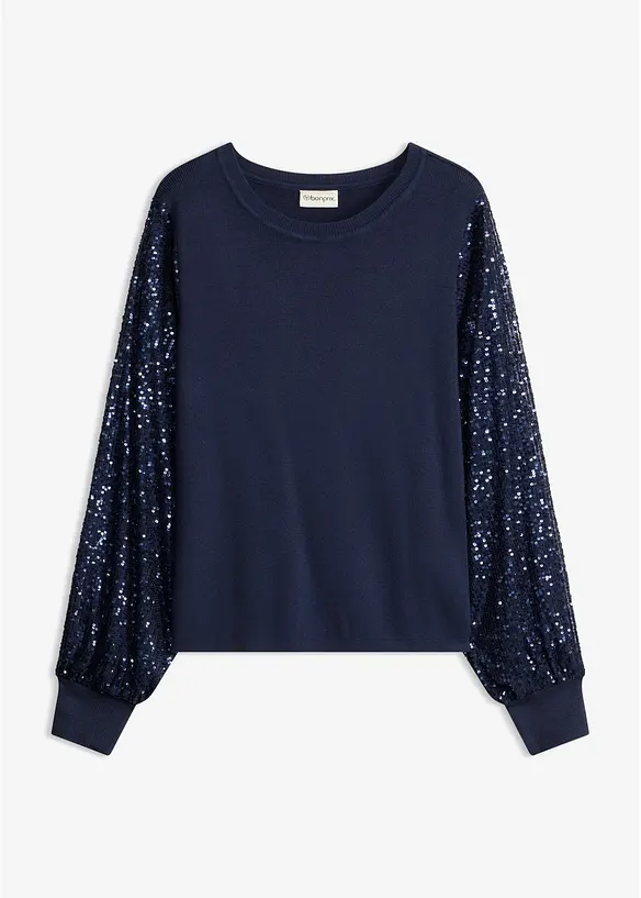 Feinstrickpullover aus weichem Viskose-Mix in blau von vorne - bonprix Feinstrickpullover aus weichem Viskose-Mix in blau von vorne - bonprix