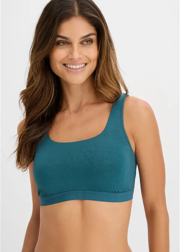 Bustier mit Bio-Baumwolle (3er Pack) in petrol von vorne (im Anschnitt) - bonprix