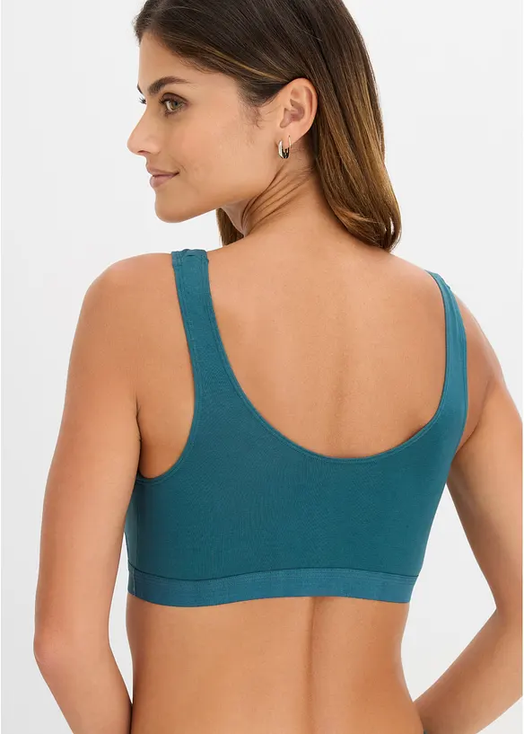 Bustier mit Bio-Baumwolle (3er Pack) in petrol von hinten (im Anschnitt) - bonprix
