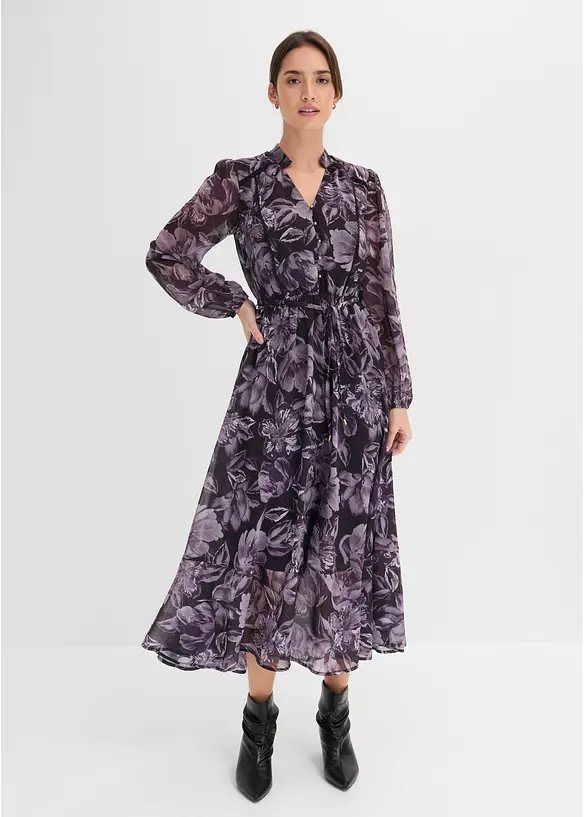 Chiffonkleid in schwarz von vorne (Totalaufnahme) - bonprix Chiffonkleid in schwarz von vorne (Totalaufnahme) - bonprix
