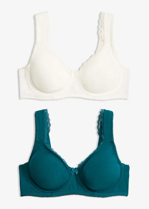 Minimizer T-Shirt-BH mit Bügel mit Bio-Baumwolle (2er Pack) in petrol von vorne - bonprix