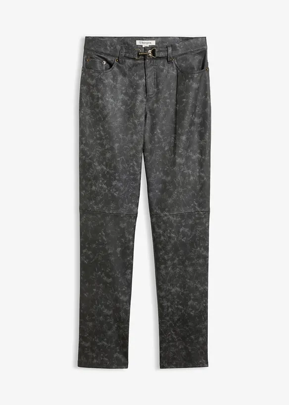 Lederimitat-Hose im Used-Look in schwarz von vorne - bonprix