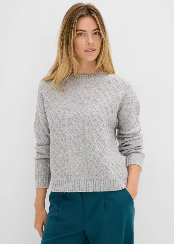 Pullover in grau von vorne (im Anschnitt) - bonprix Pullover in grau von vorne (im Anschnitt) - bonprix
