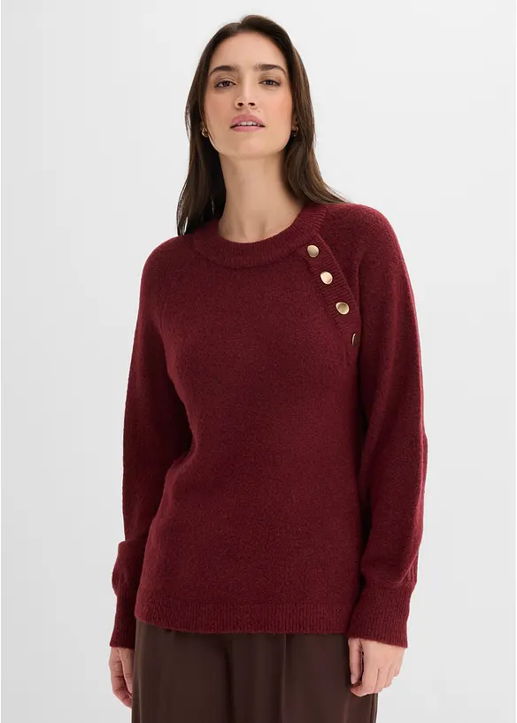 Pullover mit goldenen Zierknöpfen in rot von vorne (im Anschnitt) - bonprix Pullover mit goldenen Zierknöpfen in rot von vorne (im Anschnitt) - bonprix