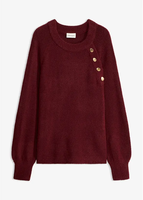 Pullover mit goldenen Zierknöpfen in rot von vorne - bonprix Pullover mit goldenen Zierknöpfen in rot von vorne - bonprix