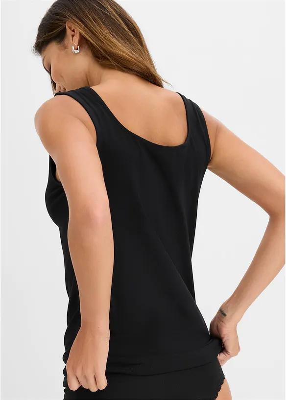 Unterhemd mit Bio-Baumwolle und Spitze (2er Pack) in schwarz von hinten (im Anschnitt) - bonprix