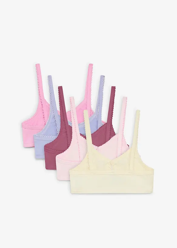 Bustier aus reiner Bio-Baumwolle (5er Pack) in weiß von hinten - bonprix