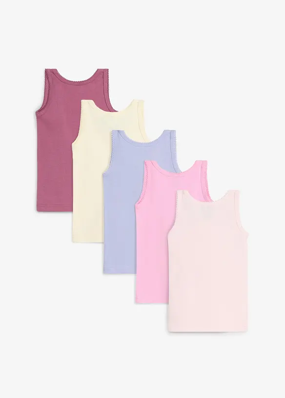 Unterhemd aus reiner Bio-Baumwolle (5er Pack) in lila von hinten - bonprix