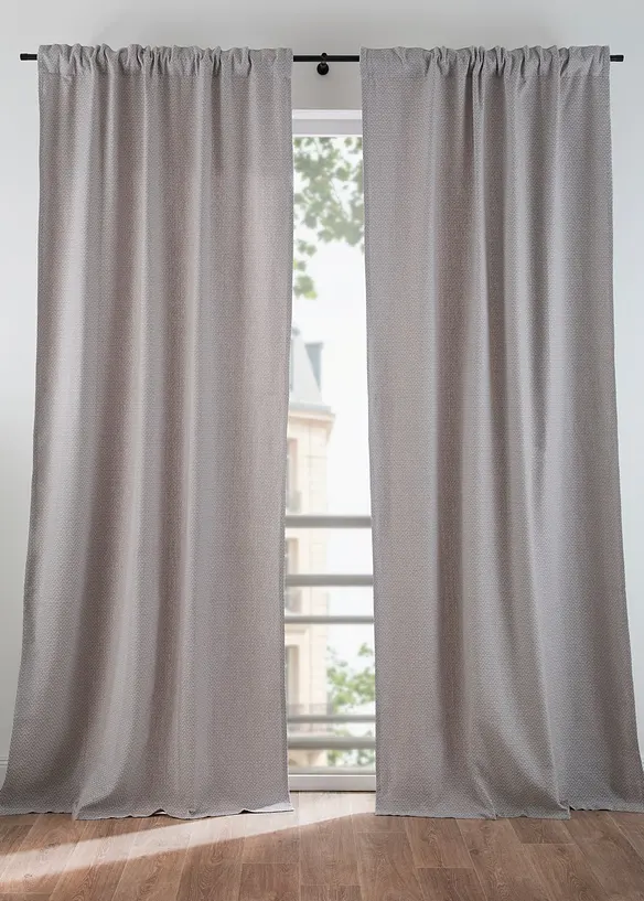 Blickdichter Jacquard Vorhang aus Bio-Baumwolle (1er Pack) in grau - bonprix