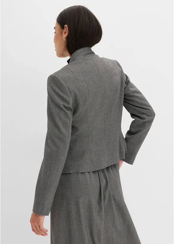 Blazer mit Fischgrat in Wolloptik in grau von hinten (im Anschnitt) - bonprix