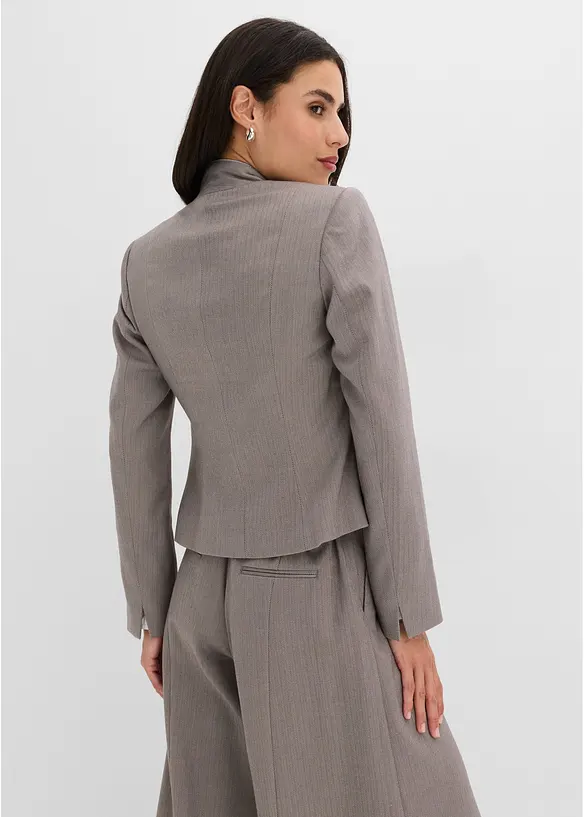 Blazer mit Fischgrat in Wolloptik in beige von hinten (im Anschnitt) - bonprix