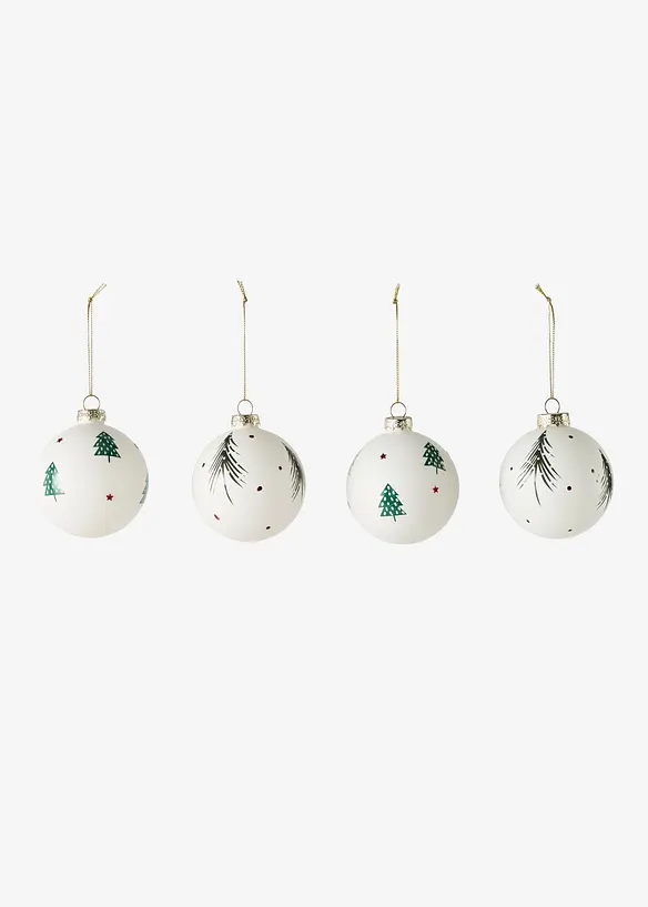 Weihnachtskugel (4er Pack) in weiß von vorne - bonprix