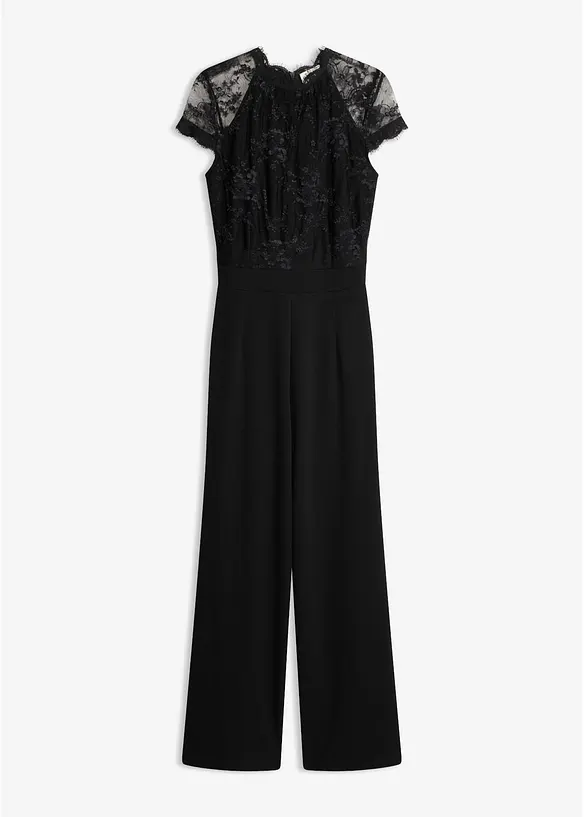 Overall mit Spitze in schwarz von vorne - bonprix