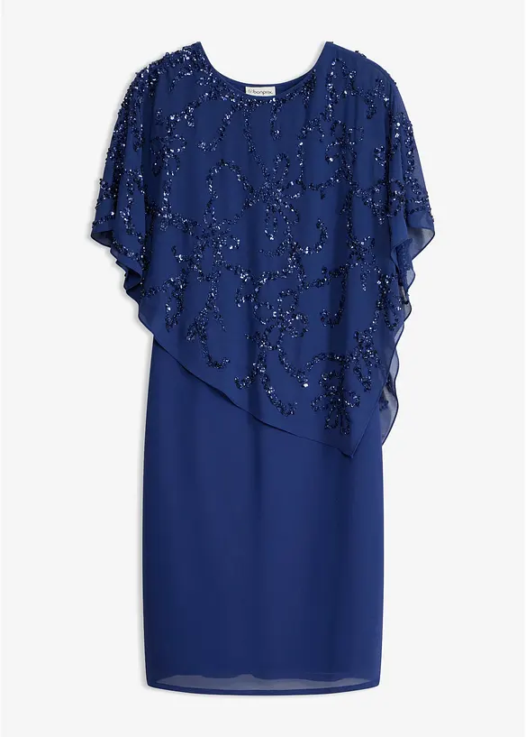Cocktailkleid mit Paillettenstickerei in blau von vorne - bonprix