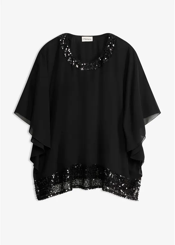 Oversize-Bluse in schwarz von vorne - bonprix