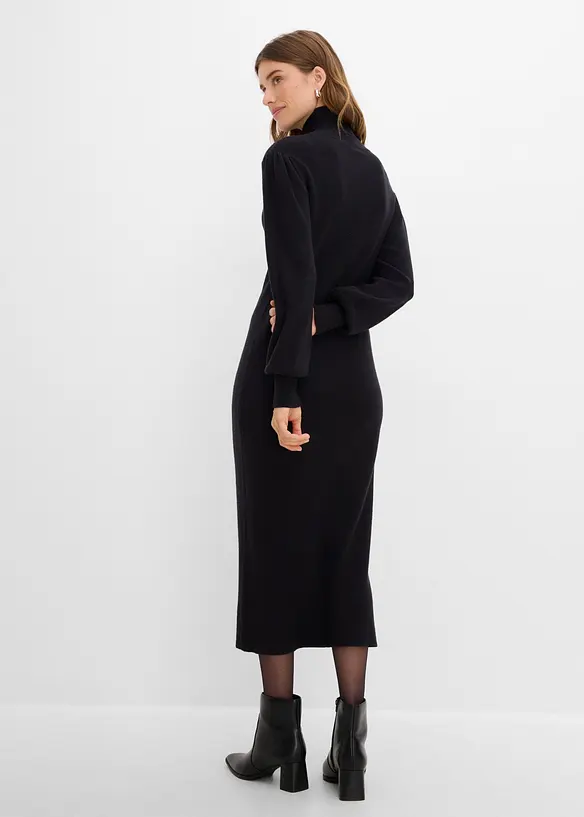 Strickkleid aus softem Viskose-Mix in schwarz von hinten (Totalaufnahme) - bonprix