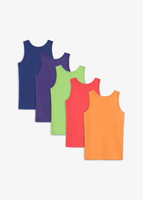 Unterhemd aus elastischem Bio-Baumwoll-Mix (5er Pack) in lila von hinten - bonprix