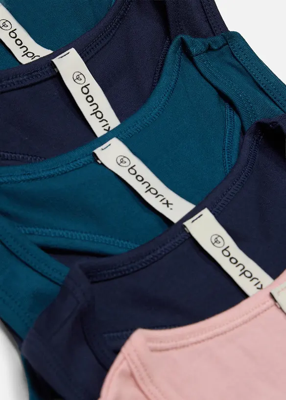 Bustier aus elastischem Bio-Baumwoll-Mix (5er Pack) in rosa - bonprix