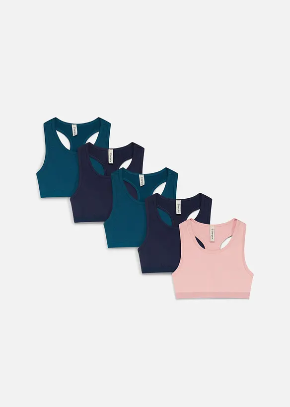 Bustier aus elastischem Bio-Baumwoll-Mix (5er Pack) in rosa von vorne - bonprix