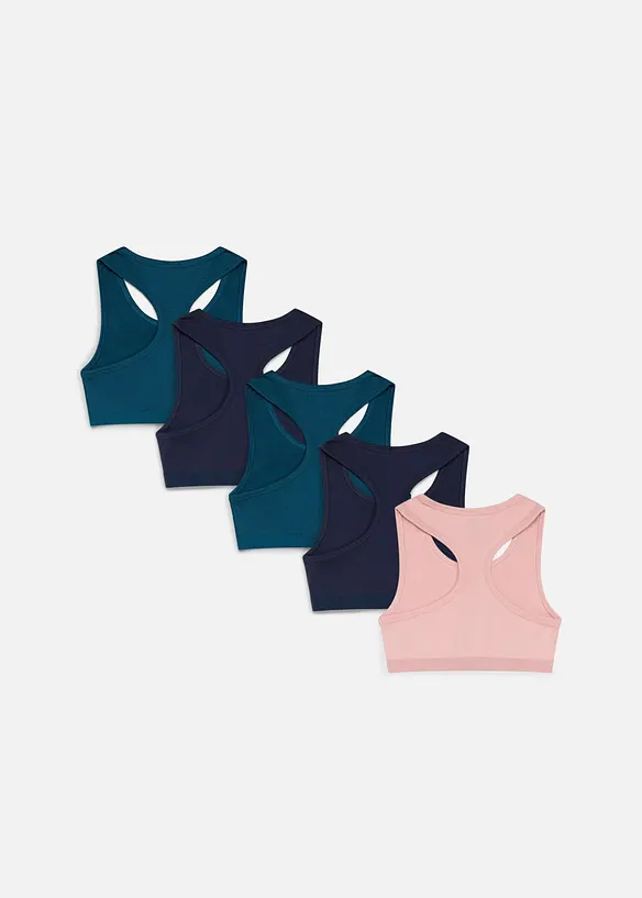 Bustier aus elastischem Bio-Baumwoll-Mix (5er Pack) in rosa von hinten - bonprix