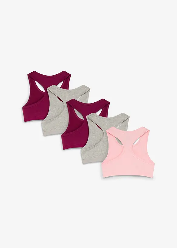 Bustier aus elastischem Bio-Baumwoll-Mix (5er Pack) in rosa von hinten - bonprix