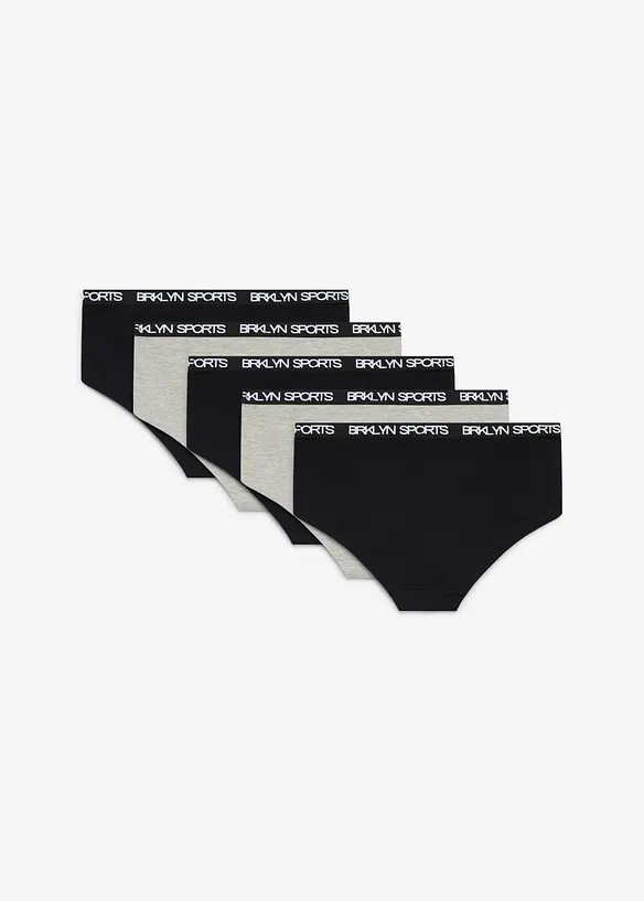 Panty aus weichem Bio-Baumwoll-Mix (5er Pack) in grau von hinten - bonprix