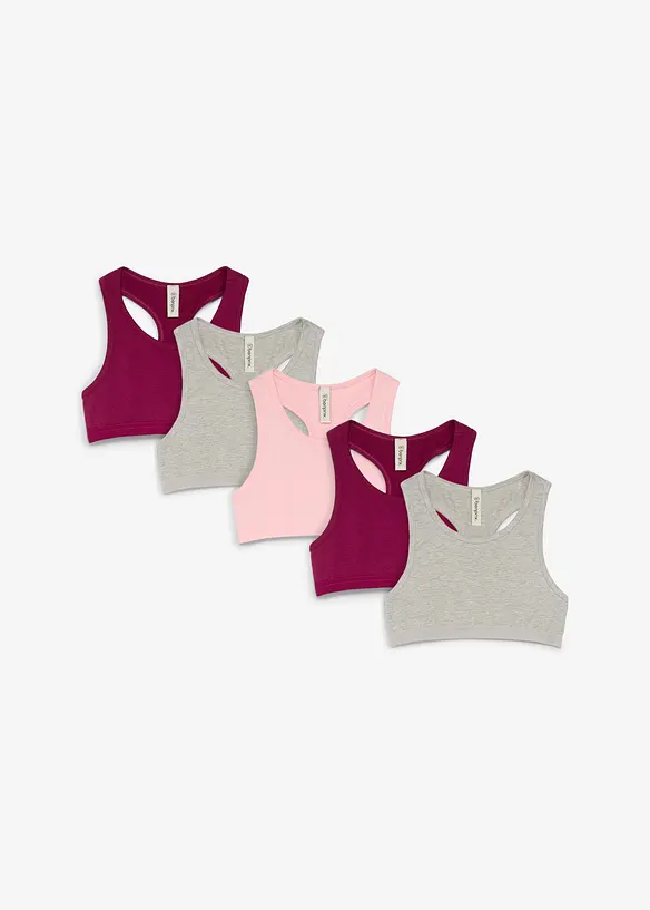 Bustier aus elastischem Bio-Baumwoll-Mix (5er Pack) in rosa von vorne - bonprix