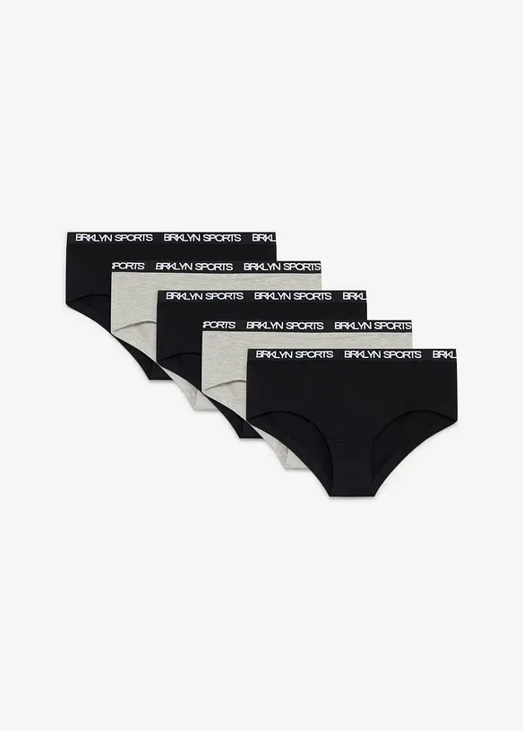 Panty aus weichem Bio-Baumwoll-Mix (5er Pack) in grau von vorne - bonprix