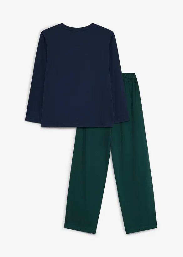 Pyjama aus weicher Bio-Baumwolle (2-tlg. Set) in blau von hinten - bonprix
