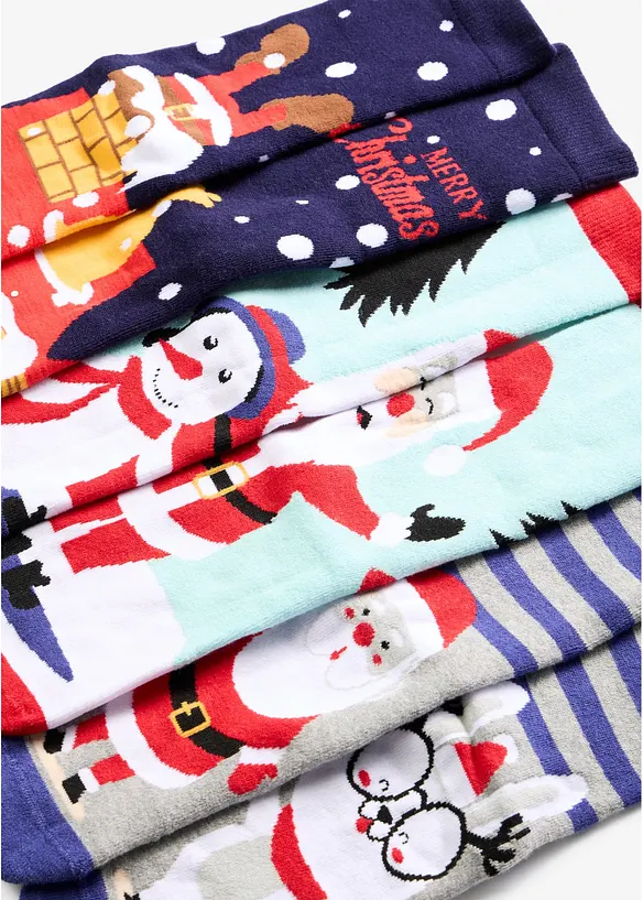 Socken mit Weihnachtsmotiv und Bio-Baumwolle (3er Pack)  in schwarz - bonprix