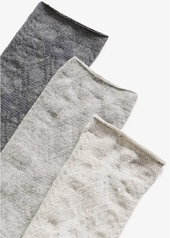 Socken mit Struktur (3er Pack) in grau - bonprix