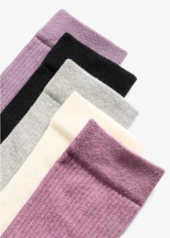 Gerippte Socken (5er Pack) in schwarz - bonprix