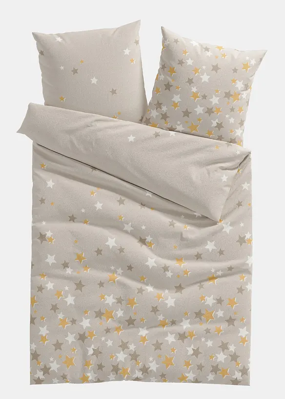 Biber-Baumwollmix-Bettwäsche in beige von vorne - bonprix