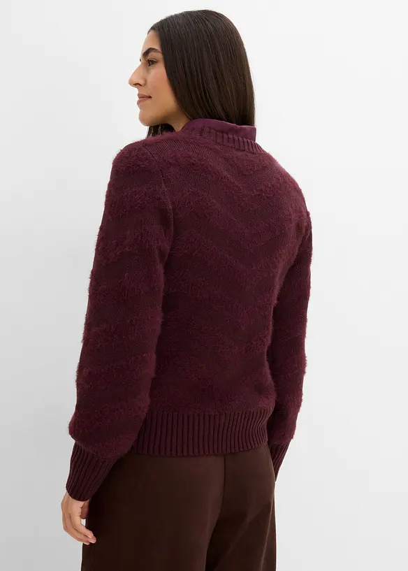 Pullover mit Flauschgarn in rot von hinten (im Anschnitt) - bonprix