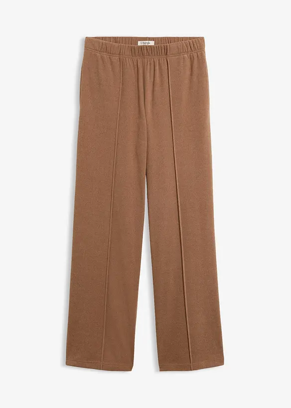 Schlupfhose aus weichem Rippjersey in braun von vorne - bonprix