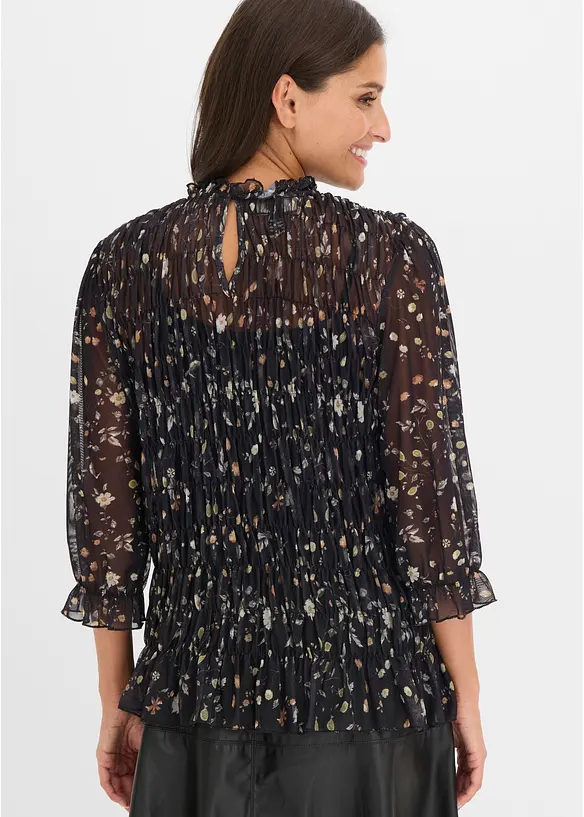 Shirtbluse aus feinem Mesh in schwarz von hinten (im Anschnitt) - bonprix
