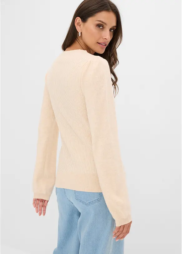 Pullover aus softem Viskose-Mix in beige von hinten (im Anschnitt) - bonprix