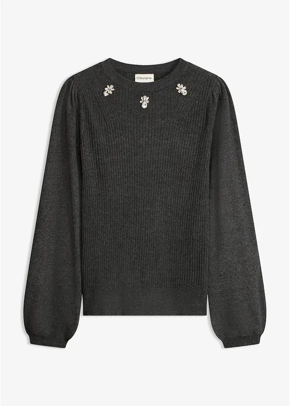 Pullover aus softem Viskose-Mix in grau von vorne - bonprix