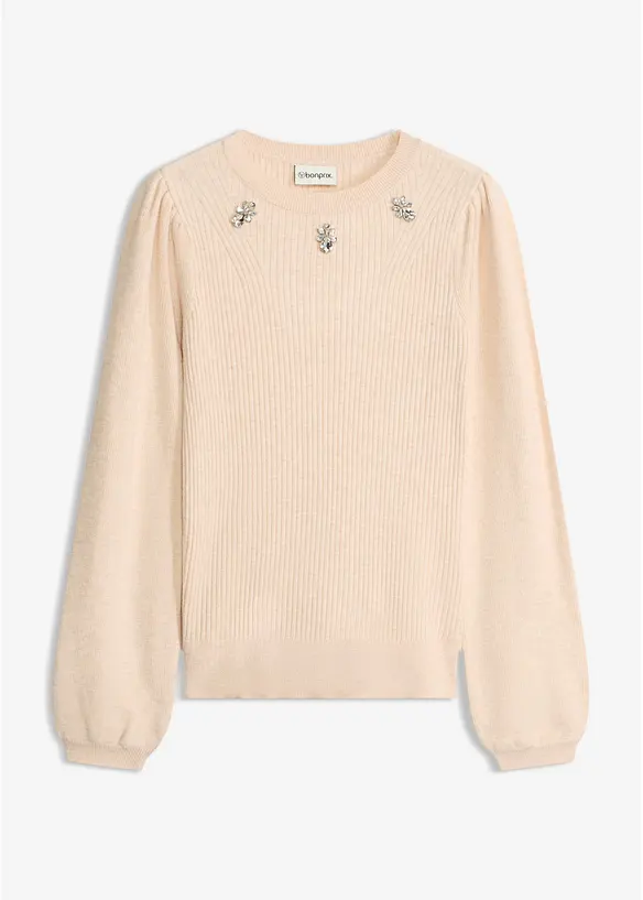 Pullover aus softem Viskose-Mix in beige von vorne - bonprix