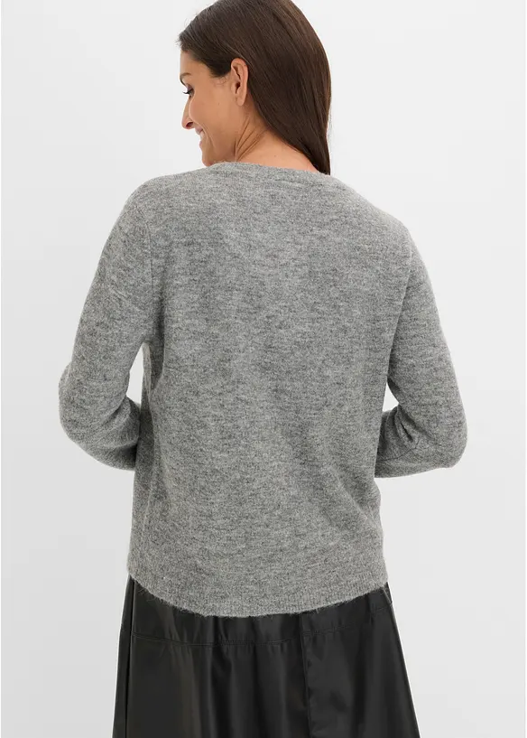 Bequem geschnittene Strickjacke in grau von hinten (im Anschnitt) - bonprix