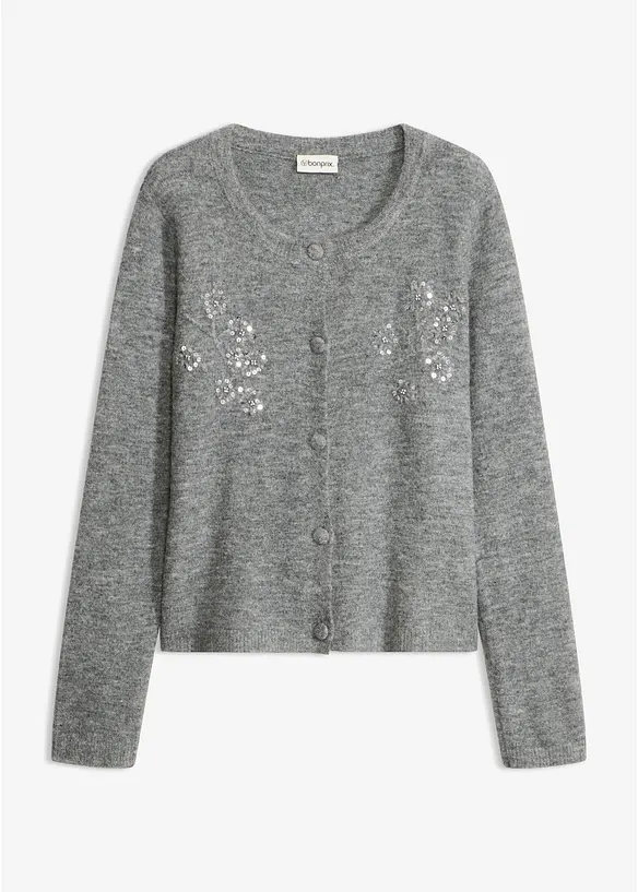 Bequem geschnittene Strickjacke in grau von vorne - bonprix
