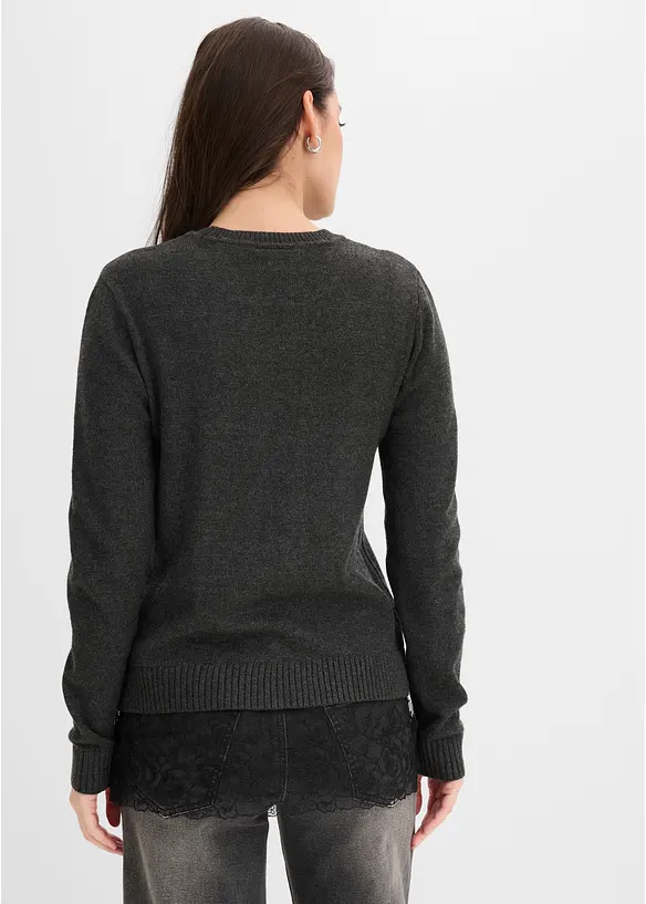 Feinstrickpullover aus Viskose-Mix in grau von hinten (im Anschnitt) - bonprix Feinstrickpullover aus Viskose-Mix in grau von hinten (im Anschnitt) - bonprix