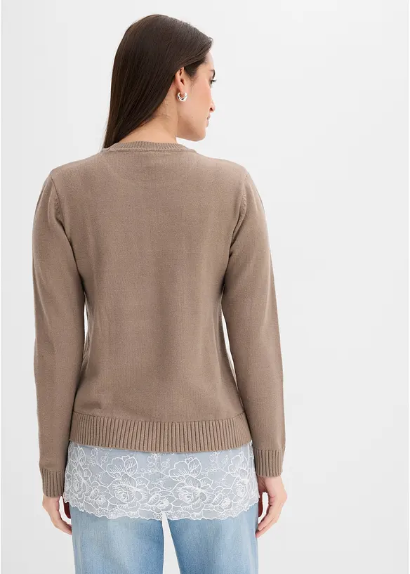 Feinstrickpullover aus Viskose-Mix in braun von hinten (im Anschnitt) - bonprix Feinstrickpullover aus Viskose-Mix in braun von hinten (im Anschnitt) - bonprix