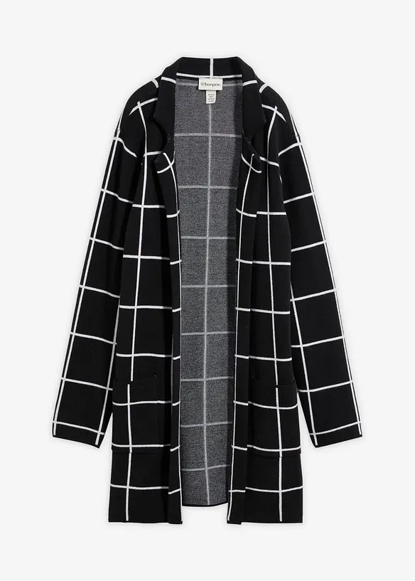 Longstrickjacke in schwarz von vorne - bonprix